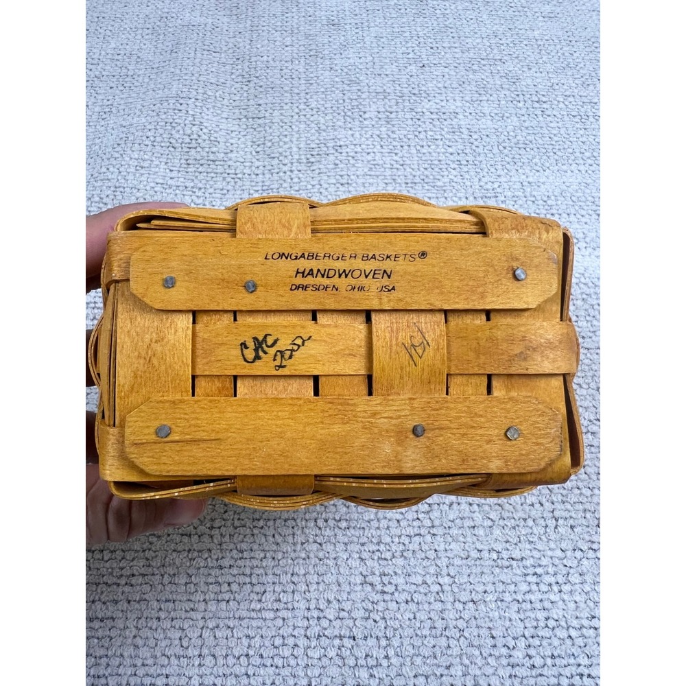 Longaberger 2002 Handwoven Miniature Basket Green‎ Liner Plastic Protector USA - Picture 4 of 7